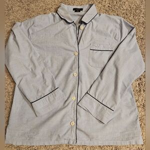 J. Crew Sky Blue Button-Up Blouse with Dark Trim